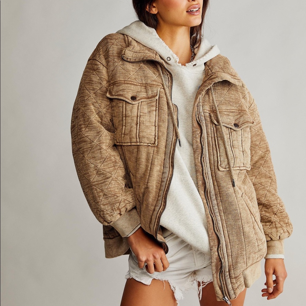 Free People Tan Bomber Jacket